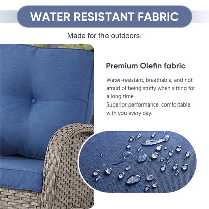 Outdoor Cozy Retreat: 8PC Set with Glider Loveseat, Swivel & Rocking Chairs, Side Tables, Split Fire Pit, NDS Series