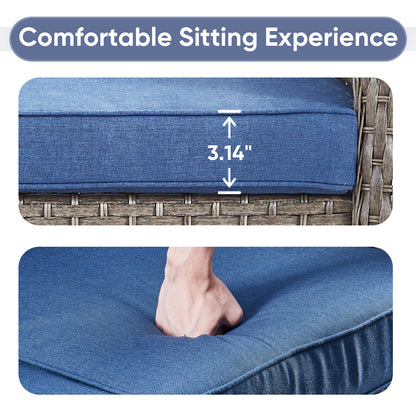 Outdoor Cozy Retreat: 8PC Set with Glider Loveseat, Swivel & Rocking Chairs, Side Tables, Split Fire Pit, NDS Series