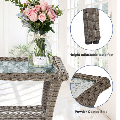 Outdoor Cozy Retreat: 8PC Set with Glider Loveseat, Swivel & Rocking Chairs, Side Tables, Split Fire Pit, NDS Series