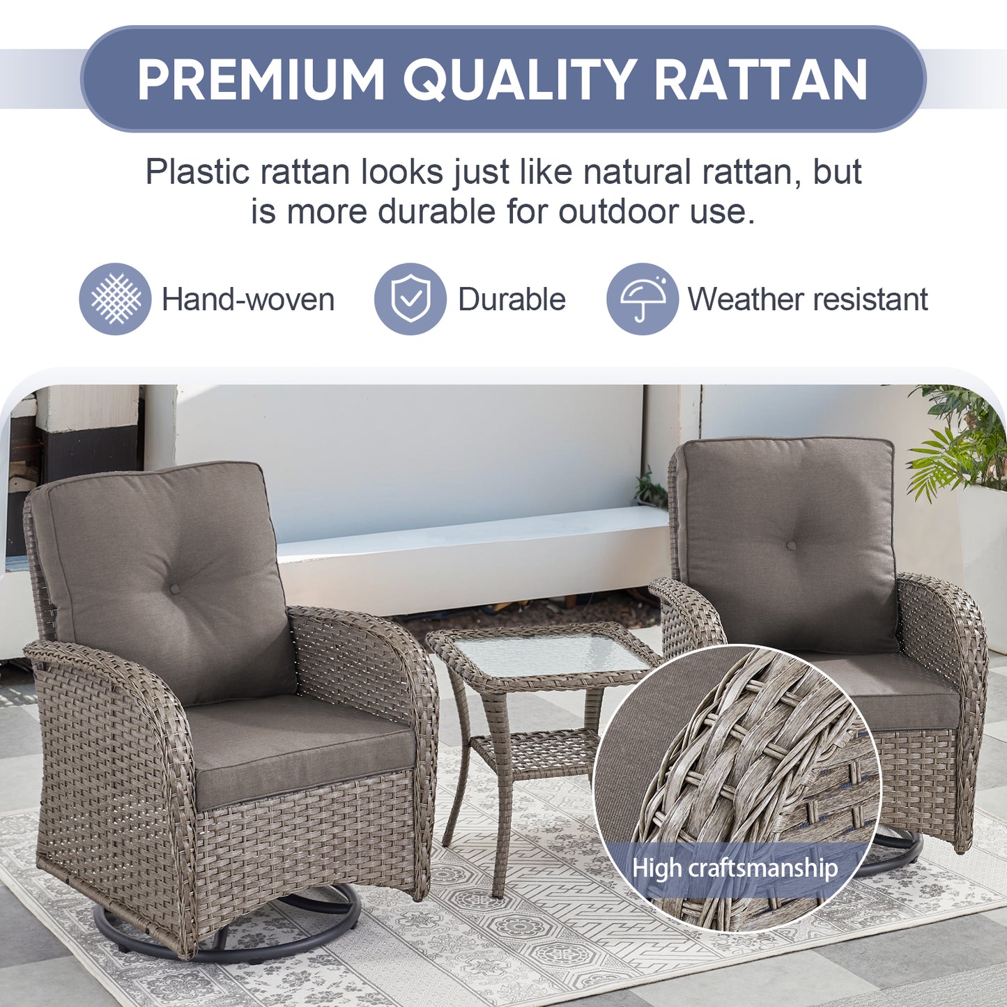 Outdoor Cozy Retreat: 8PC Set with Glider Loveseat, Swivel & Rocking Chairs, Side Tables, Split Fire Pit, NDS Series