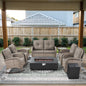 Outdoor Cozy Retreat: 8PC Set with Glider Loveseat, Swivel & Rocking Chairs, Side Tables, Split Fire Pit, NDS Series