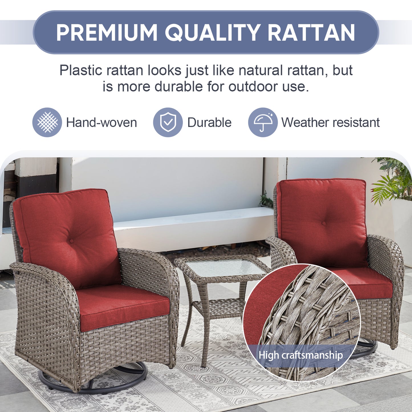 Outdoor Cozy Retreat: 8PC Set with Glider Loveseat, Swivel & Rocking Chairs, Side Tables, Split Fire Pit, NDS Series