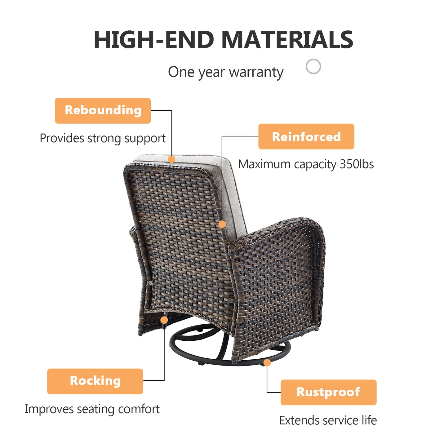 Outdoor Cozy Retreat: 8PC Set with Glider Loveseat, Swivel & Rocking Chairs, Side Tables, Split Fire Pit, NDS Series