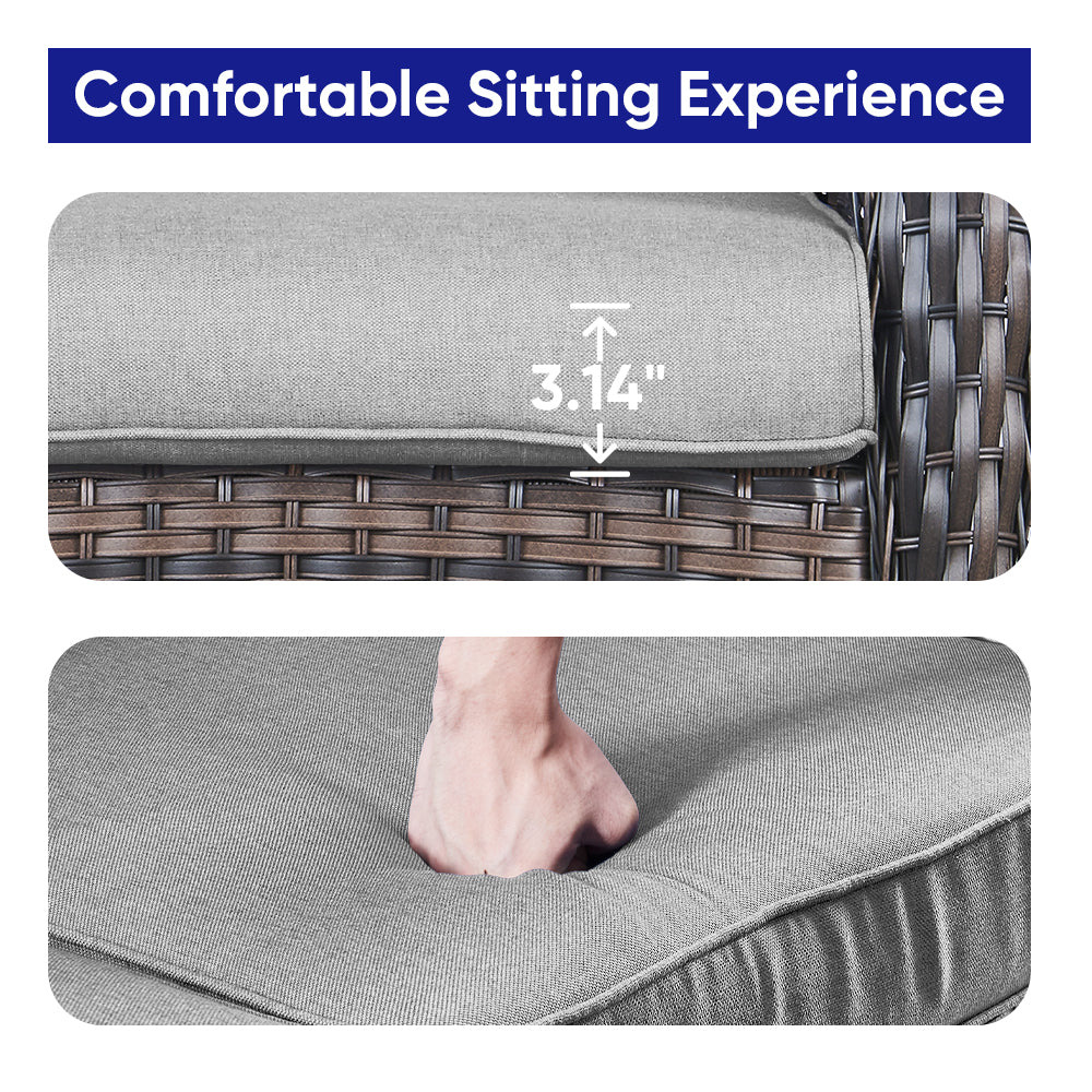 Outdoor Cozy Retreat: 8PC Set with Glider Loveseat, Swivel & Rocking Chairs, Side Tables, Split Fire Pit, NDS Series