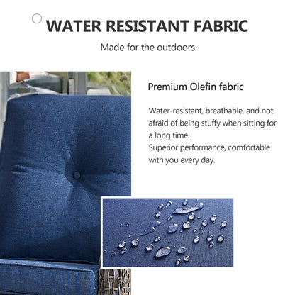 Outdoor Cozy Retreat: 8PC Set with Glider Loveseat, Swivel & Rocking Chairs, Side Tables, Split Fire Pit, NDS Series