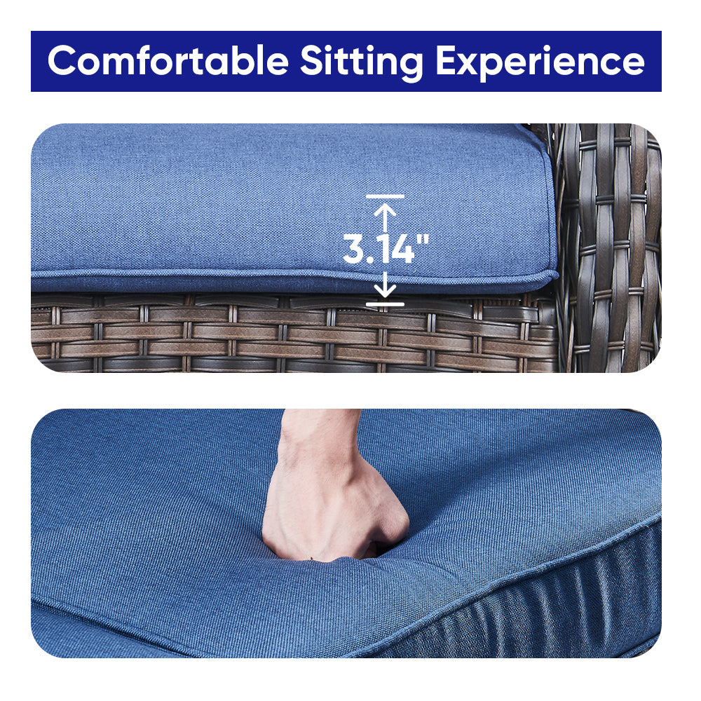 Outdoor Cozy Retreat: 8PC Set with Glider Loveseat, Swivel & Rocking Chairs, Side Tables, Split Fire Pit, NDS Series