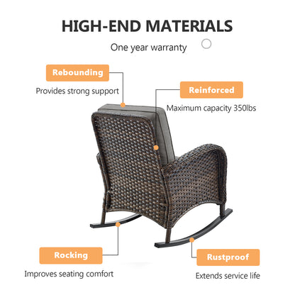 Outdoor Cozy Retreat: 8PC Set with Glider Loveseat, Swivel & Rocking Chairs, Side Tables, Split Fire Pit, NDS Series