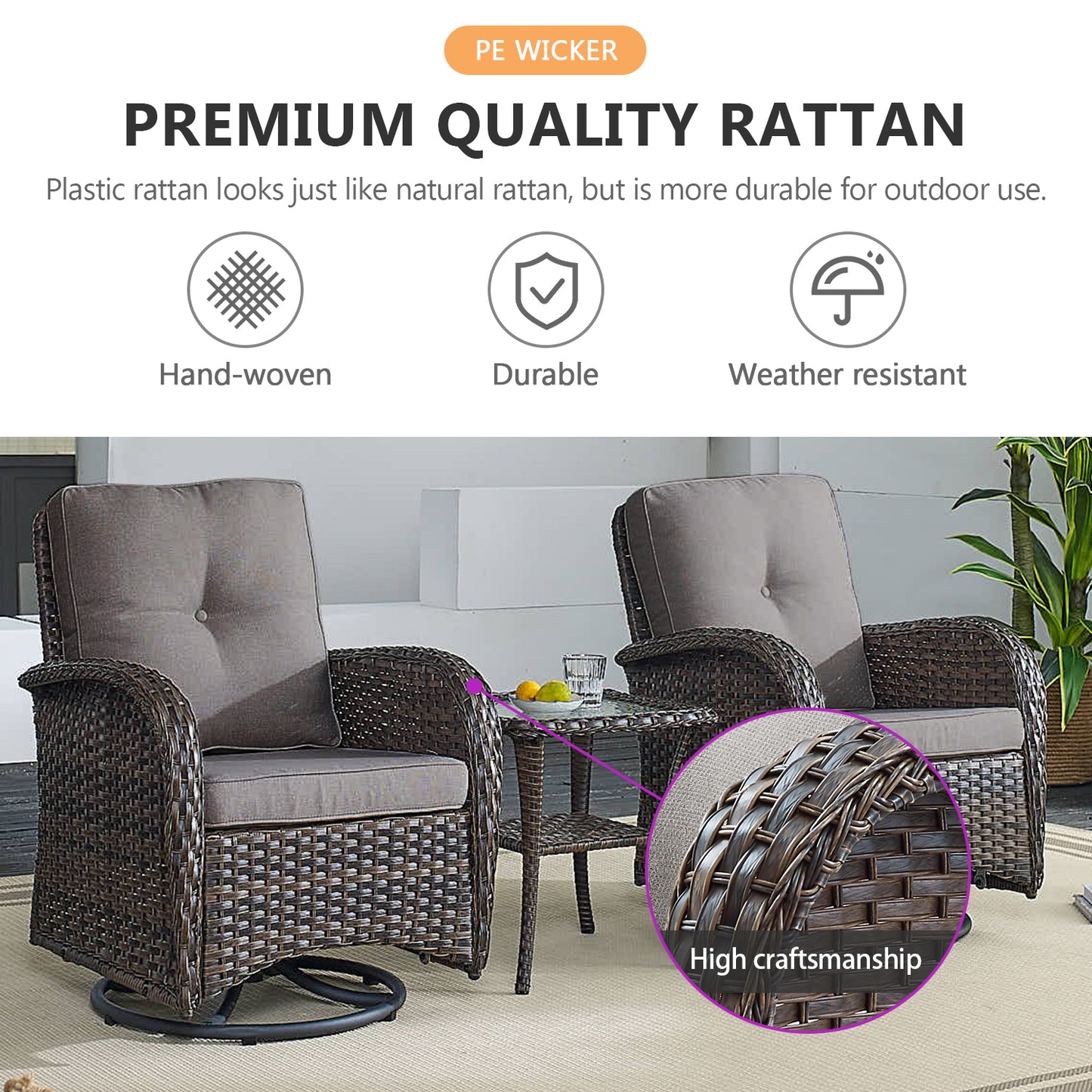 Outdoor Cozy Retreat: 8PC Set with Glider Loveseat, Swivel & Rocking Chairs, Side Tables, Split Fire Pit, NDS Series