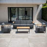 Belord 4-piece patio conversation set with sofa, two chairs, and coffee table from the BINGLI Series, outdoor furniture for relaxing.