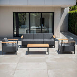 Belord 4-piece patio conversation set with sofa, two chairs, and coffee table from the BINGLI Series, outdoor furniture for relaxing.