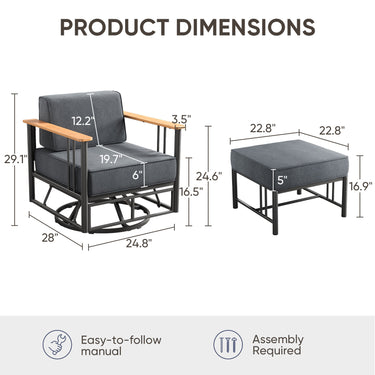 Belord 4-piece patio set with two swivel chairs and two ottomans from the BINGLI Series, ideal for outdoor conversation spaces.