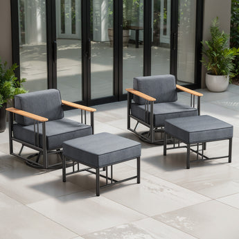 Belord 4-piece patio set with two swivel chairs and two ottomans from the BINGLI Series, outdoor furniture for relaxing outdoor spaces
