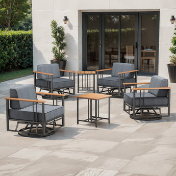 Belord 6-piece patio conversation set with four swivel chairs and two side tables from the BINGLI Series.