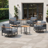 Belord 6-piece patio conversation set with four swivel chairs and two side tables from the BINGLI Series.
