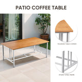 Belord 4-piece patio conversation set with sofa, two chairs, and coffee table in white wicker for outdoor lounging.