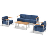 Belord 4-piece patio conversation set with white sofa, two chairs, and coffee table from the BINGLI Series, perfect for outdoor lounging.