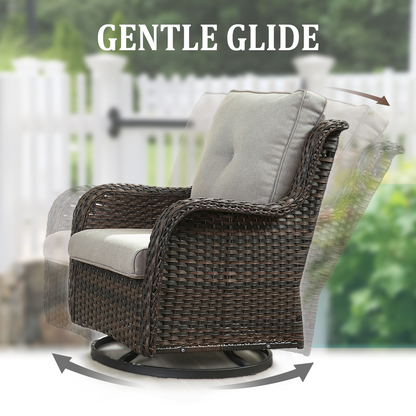 9-Piece Wicker Patio Lounge Set – Sofa, 2 Swivel Rocker Chairs, Coffee Table, 2 Ottomans, 2 Adjustable Chaise Lounges & Side Table, NTC Series