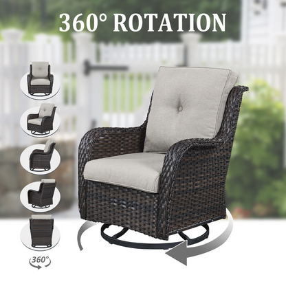 9-Piece Wicker Patio Lounge Set – Sofa, 2 Swivel Rocker Chairs, Coffee Table, 2 Ottomans, 2 Adjustable Chaise Lounges & Side Table, NTC Series