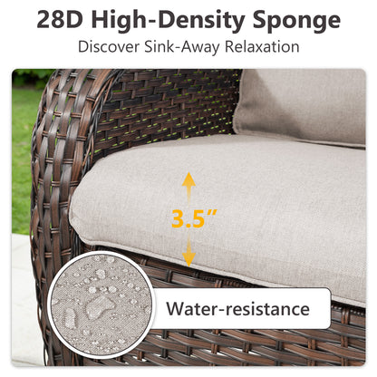 9-Piece Wicker Patio Lounge Set – Sofa, 2 Swivel Rocker Chairs, Coffee Table, 2 Ottomans, 2 Adjustable Chaise Lounges & Side Table, NTC Series