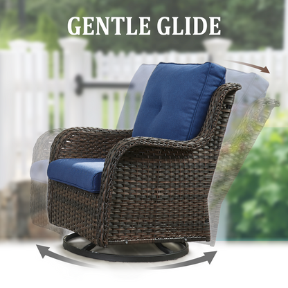 9-Piece Wicker Patio Lounge Set – Sofa, 2 Swivel Rocker Chairs, Coffee Table, 2 Ottomans, 2 Adjustable Chaise Lounges & Side Table, NTC Series