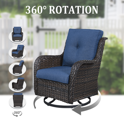 9-Piece Wicker Patio Lounge Set – Sofa, 2 Swivel Rocker Chairs, Coffee Table, 2 Ottomans, 2 Adjustable Chaise Lounges & Side Table, NTC Series