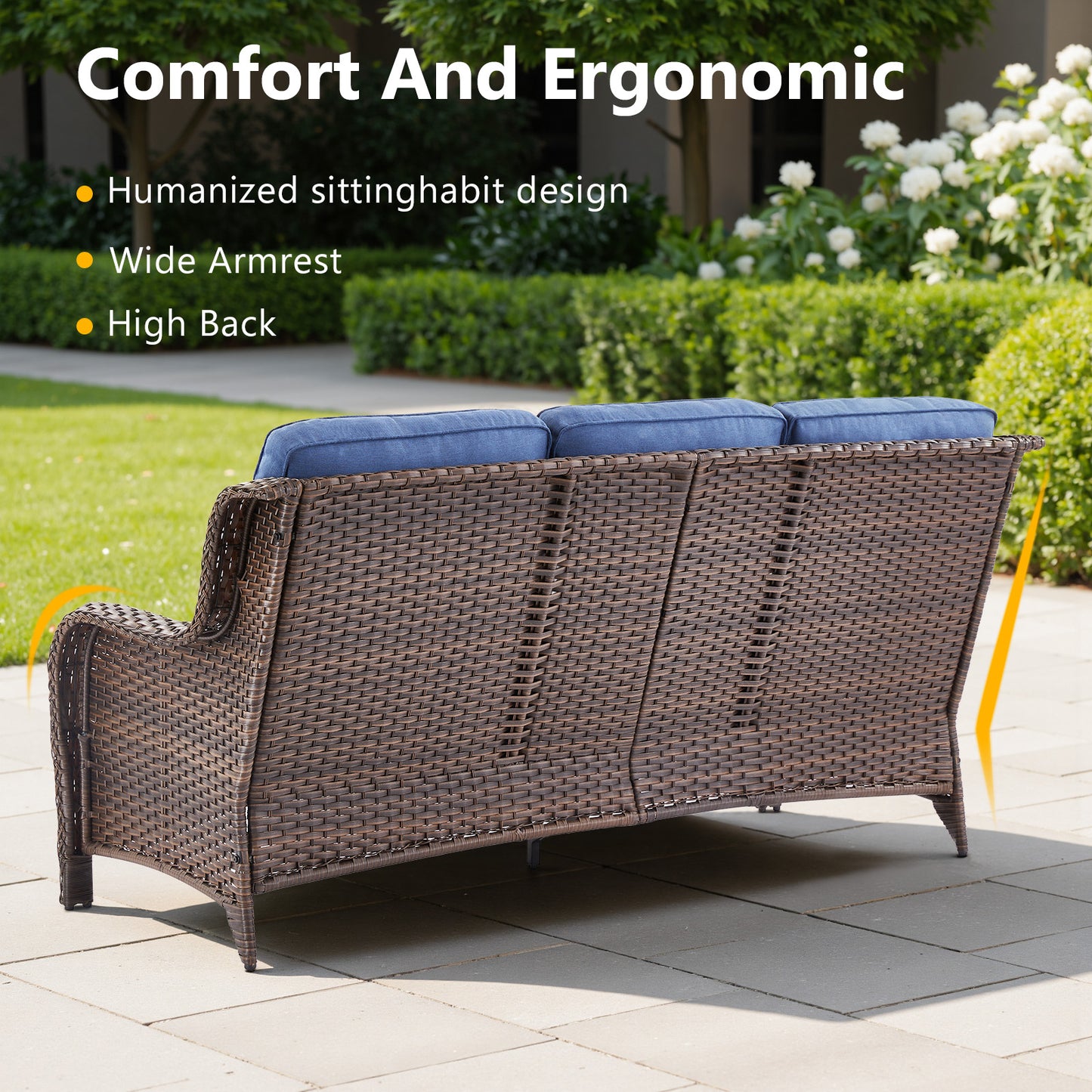 9-Piece Wicker Patio Lounge Set – Sofa, 2 Swivel Rocker Chairs, Coffee Table, 2 Ottomans, 2 Adjustable Chaise Lounges & Side Table, NTC Series