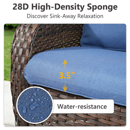 9-Piece Wicker Patio Lounge Set – Sofa, 2 Swivel Rocker Chairs, Coffee Table, 2 Ottomans, 2 Adjustable Chaise Lounges & Side Table, NTC Series