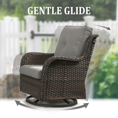 9-Piece Wicker Patio Lounge Set – Sofa, 2 Swivel Rocker Chairs, Coffee Table, 2 Ottomans, 2 Adjustable Chaise Lounges & Side Table, NTC Series