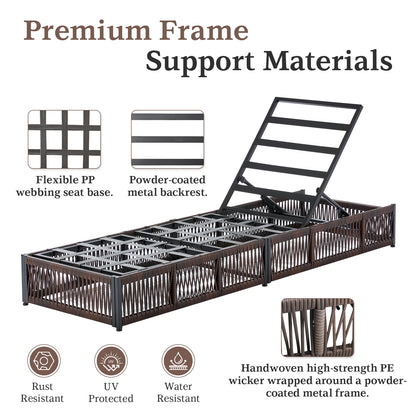 9-Piece Wicker Patio Lounge Set – Sofa, 2 Swivel Rocker Chairs, Coffee Table, 2 Ottomans, 2 Adjustable Chaise Lounges & Side Table, NTC Series