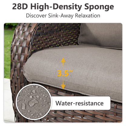 9-Piece Wicker Patio Lounge Set – Sofa, 2 Swivel Rocker Chairs, Coffee Table, 2 Ottomans, 2 Adjustable Chaise Lounges & Side Table, NTC Series