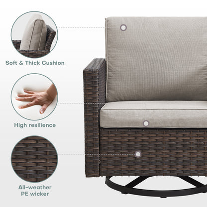 Belord 11-Piece Patio Conversation Set with Fire Pit Table – Outdoor Sectional with Left & Right Corner Sofa, Swivel Chair, Accent Chair, Storage Box & Side Table, GRS Series