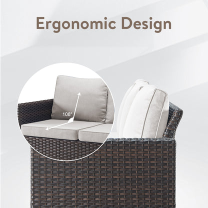 Belord 11-Piece Patio Conversation Set with Fire Pit Table – Outdoor Sectional with Left & Right Corner Sofa, Swivel Chair, Accent Chair, Storage Box & Side Table, GRS Series