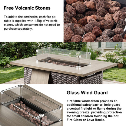 Belord 11-Piece Patio Conversation Set with Fire Pit Table – Outdoor Sectional with Left & Right Corner Sofa, Swivel Chair, Accent Chair, Storage Box & Side Table, GRS Series