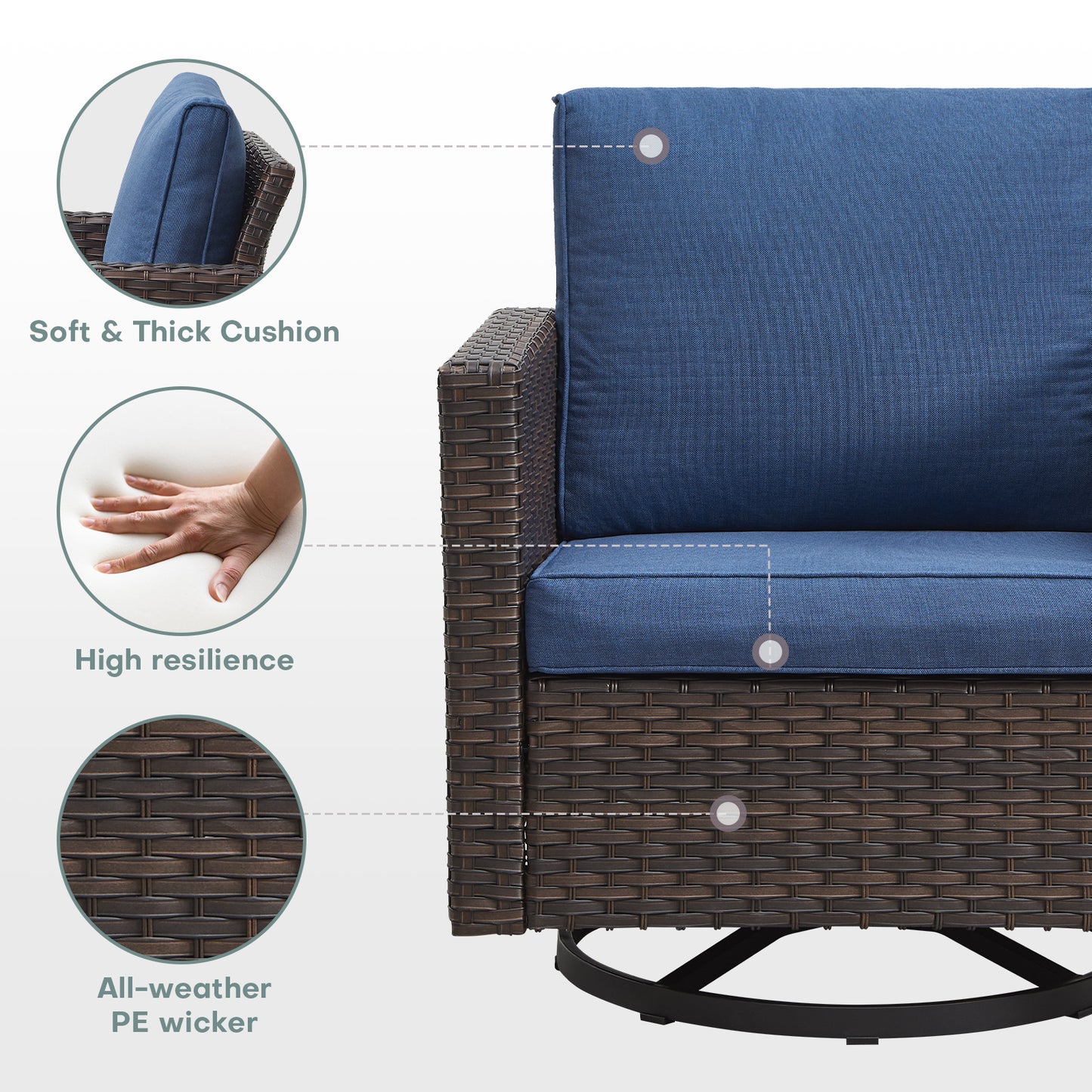 Belord 11-Piece Patio Conversation Set with Fire Pit Table – Outdoor Sectional with Left & Right Corner Sofa, Swivel Chair, Accent Chair, Storage Box & Side Table, GRS Series