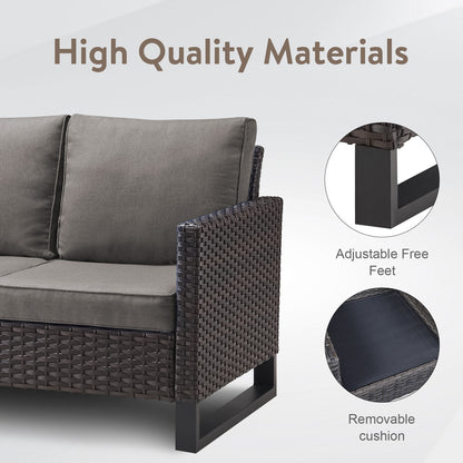 Belord 11-Piece Patio Conversation Set with Fire Pit Table – Outdoor Sectional with Left & Right Corner Sofa, Swivel Chair, Accent Chair, Storage Box & Side Table, GRS Series