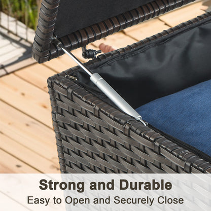 Patio Conversation Set with Fire Pit Table – Outdoor Sectional Set with Storage Box, Ottoman & Side Table, GRS Series