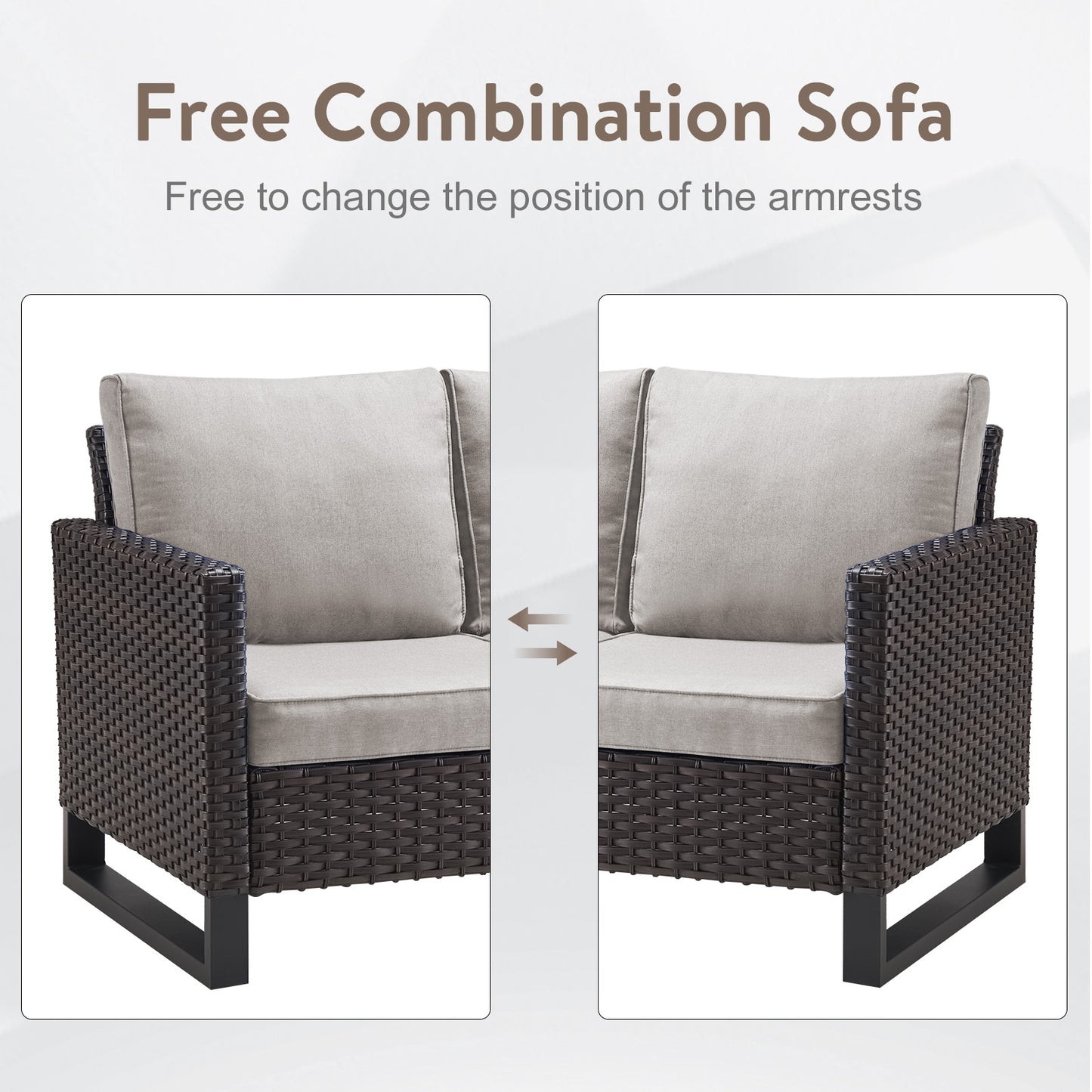 Patio Conversation Set with Fire Pit Table – Outdoor Sectional Set with Storage Box, Ottoman & Side Table, GRS Series