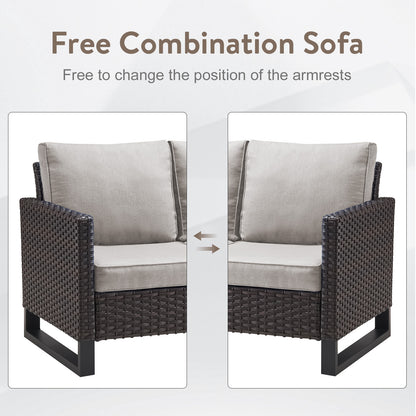 Patio Conversation Set with Fire Pit Table – Outdoor Sectional Set with Storage Box, Ottoman & Side Table, GRS Series