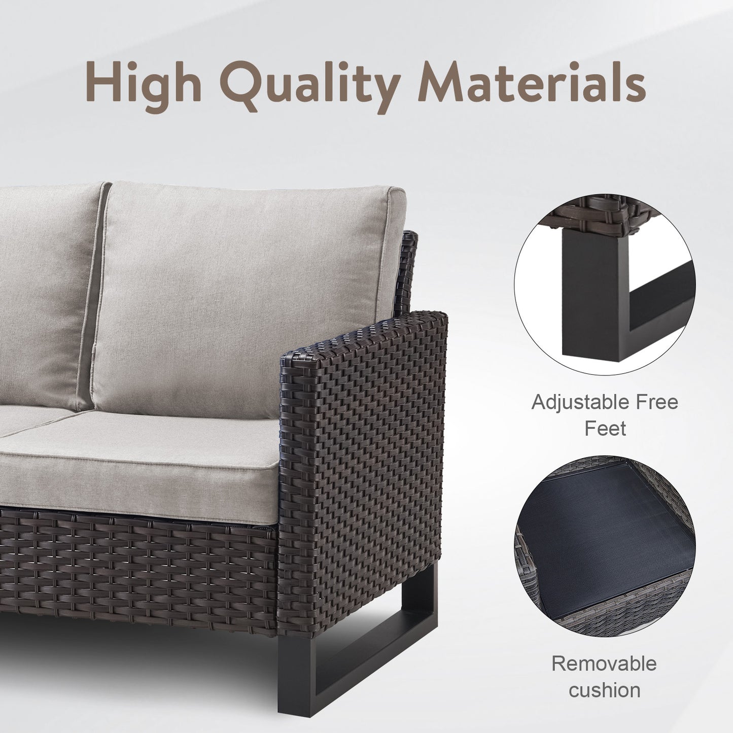 Patio Conversation Set with Fire Pit Table – Outdoor Sectional Set with Storage Box, Ottoman & Side Table, GRS Series