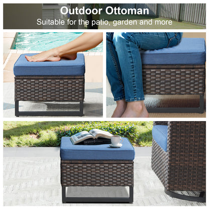 10-Piece Wicker Patio Furniture Set with 41" Fire Pit Table, 55,000 BTU – Outdoor Conversation Set with Corner Sofa, Ottomans & Side Table, GRS Series