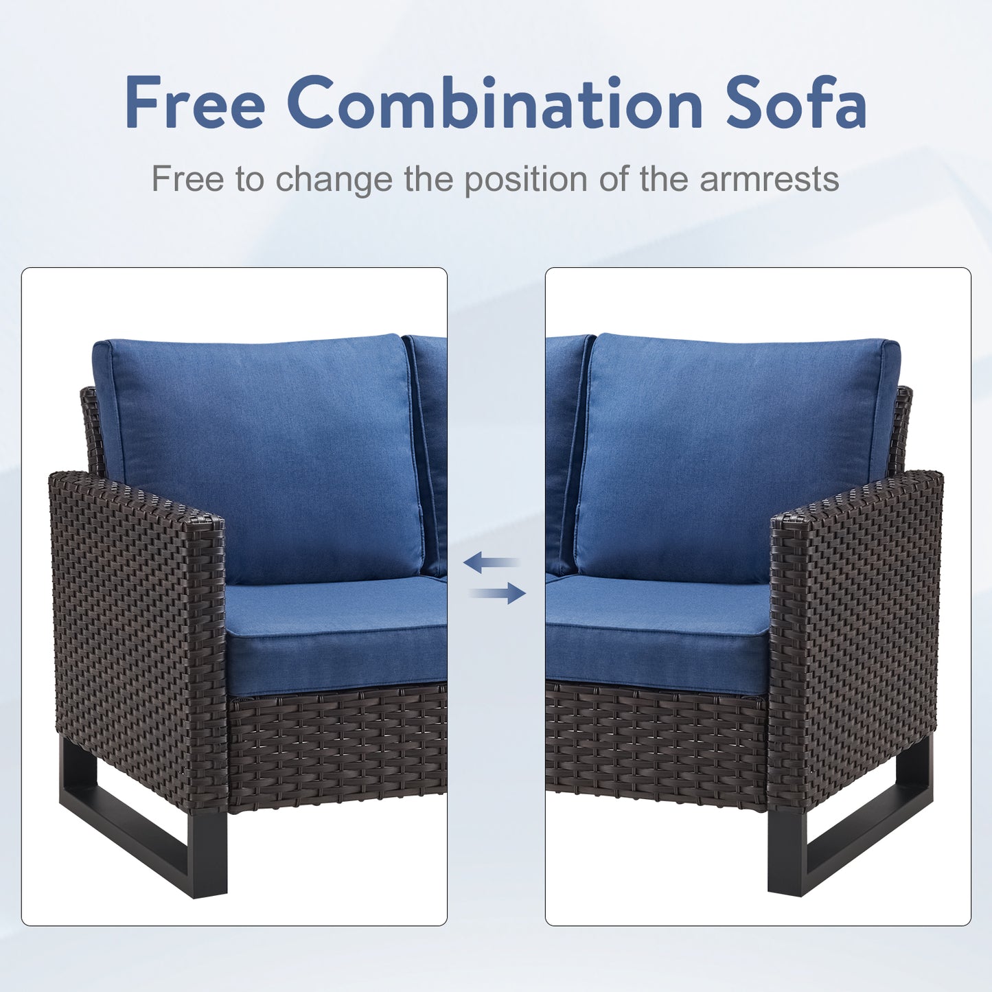 Patio Conversation Set with Fire Pit Table – Outdoor Sectional Set with Storage Box, Ottoman & Side Table, GRS Series