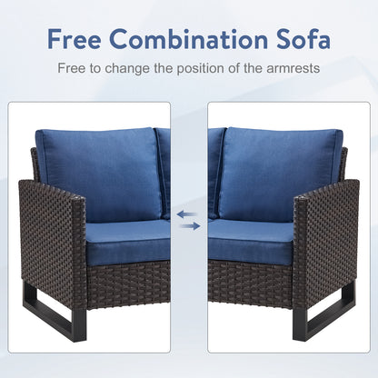 Patio Conversation Set with Fire Pit Table – Outdoor Sectional Set with Storage Box, Ottoman & Side Table, GRS Series