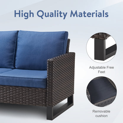 Patio Conversation Set with Fire Pit Table – Outdoor Sectional Set with Storage Box, Ottoman & Side Table, GRS Series