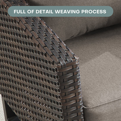 10-Piece Wicker Patio Furniture Set with 41" Fire Pit Table, 55,000 BTU – Outdoor Conversation Set with Corner Sofa, Ottomans & Side Table, GRS Series