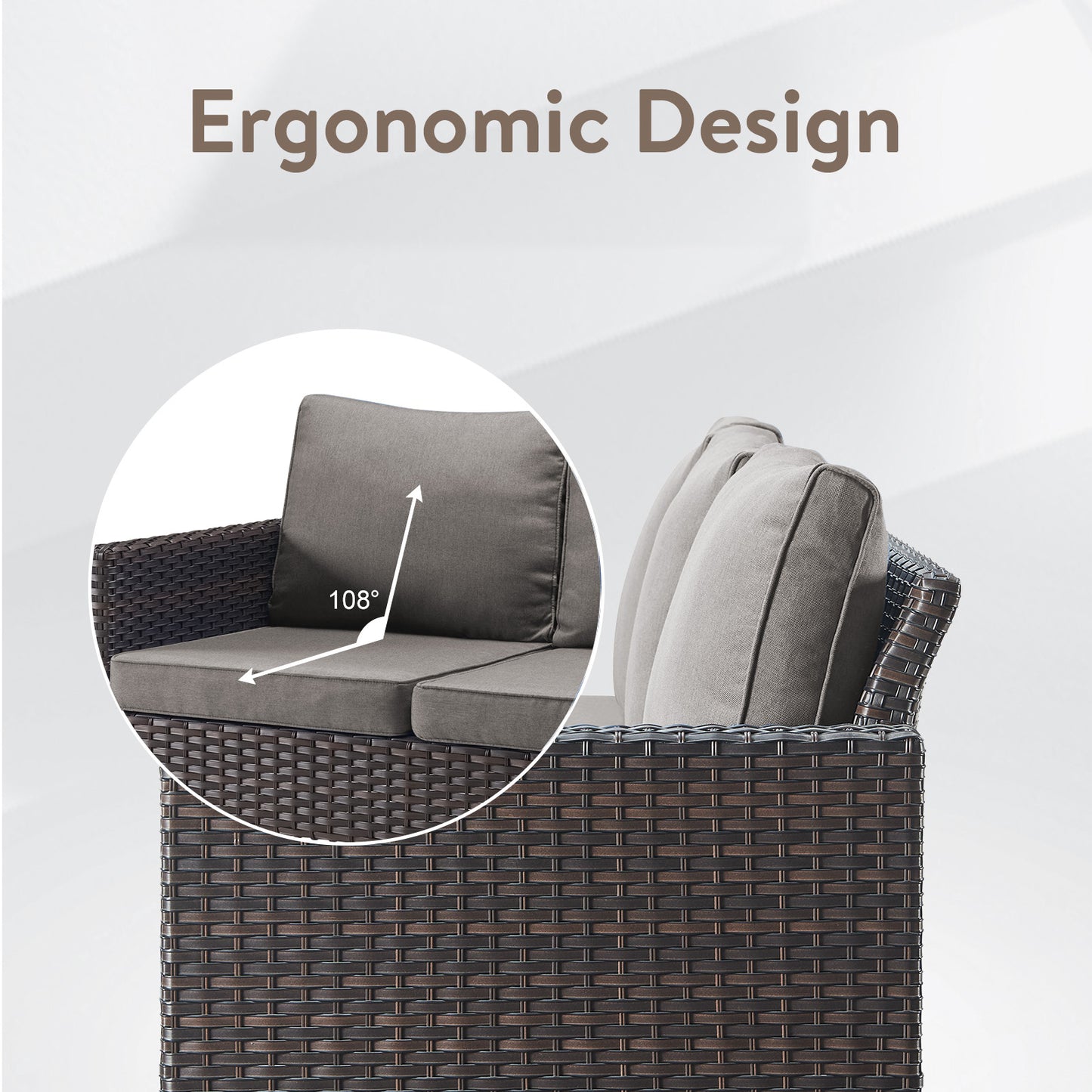 Patio Conversation Set with Fire Pit Table – Outdoor Sectional Set with Storage Box, Ottoman & Side Table, GRS Series