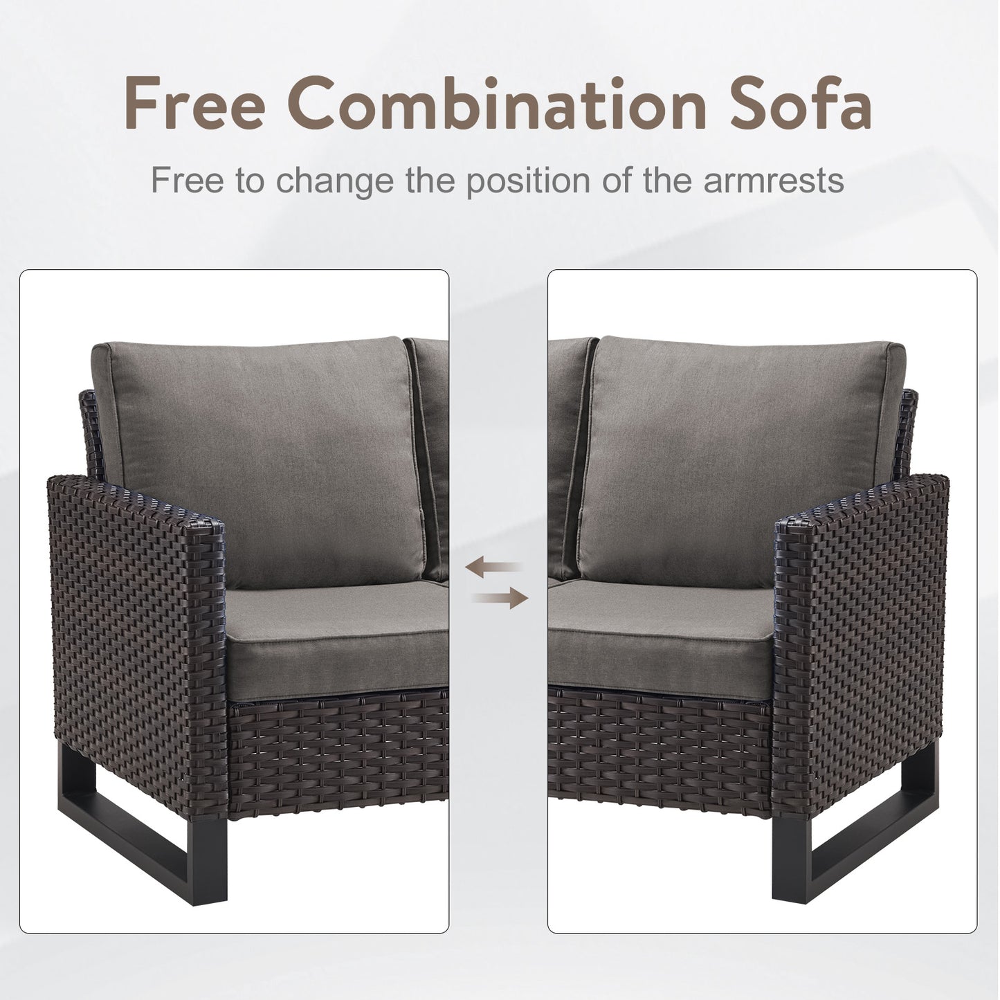 10-Piece Wicker Patio Furniture Set with 41" Fire Pit Table, 55,000 BTU – Outdoor Conversation Set with Corner Sofa, Ottomans & Side Table, GRS Series