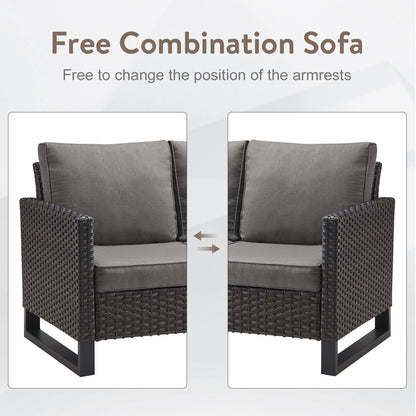 10-Piece Wicker Patio Furniture Set with 41" Fire Pit Table, 55,000 BTU – Outdoor Conversation Set with Corner Sofa, Ottomans & Side Table, GRS Series