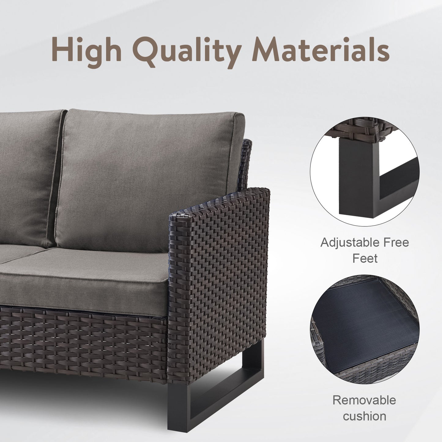 Patio Conversation Set with Fire Pit Table – Outdoor Sectional Set with Storage Box, Ottoman & Side Table, GRS Series