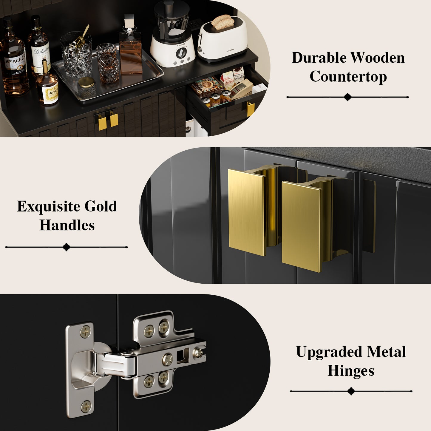 Save 50% - 71" Kitchen Pantry Cabinet with Power Outlet & Microwave Stand, High Gloss Buffet Organizer with Adjustable Shelves