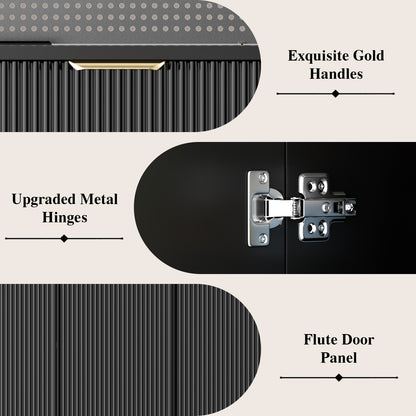 Save 50% - 71" Freestanding Kitchen Pantry Cabinet with Power Outlets & Pegboard, Black Hutch with Microwave Stand and Spice Rack